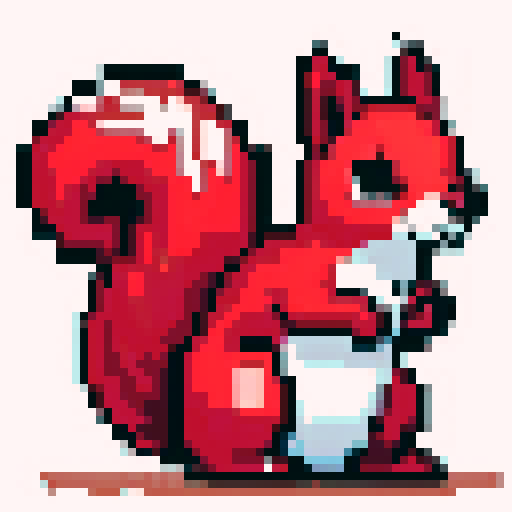 an orange squirrel that was painted red