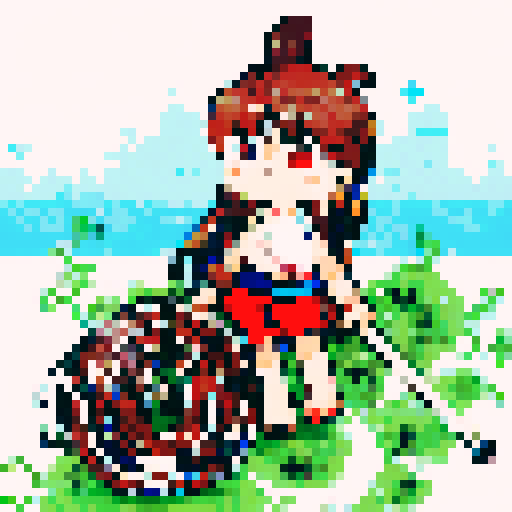 create black and white Pixel art of Kurupí, a short muscular mythical creature resembling a troll with untamed hair and a lasso-like appendage, wearing minimal natural clothing adorned with tribal markings, depicted in high contrast black and white with bold patterns inspired by Aboriginal Indigenous art murals in a 2D game featuring Guaraní themes