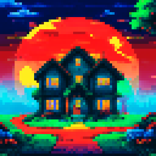 house with lights on near forest, night