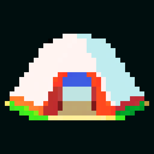tent, straight on, white, pixel art, sRGB