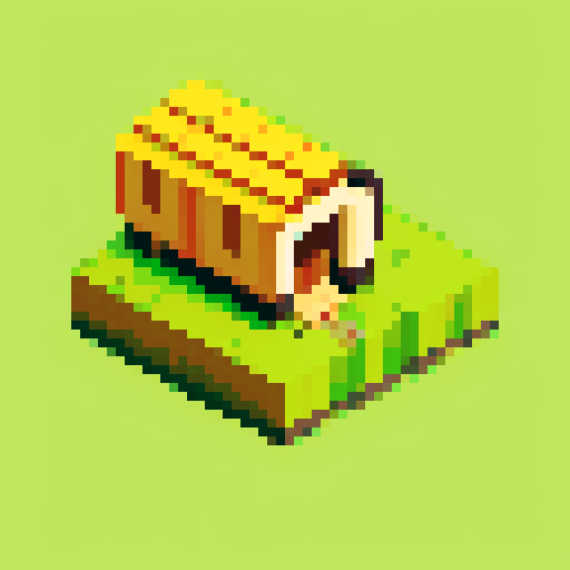 isometric grass tile with a beehive on