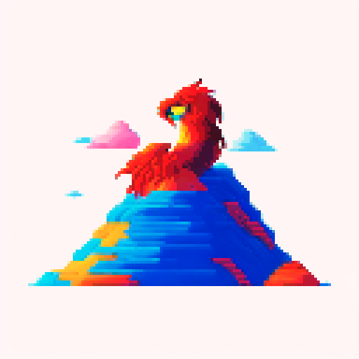 Vibrant and bold, a fiery phoenix rises from the pixelated sRGB colors of a digital landscape, with a sleek and modern background that perfectly accentuates the logo's dynamic and eye-catching design