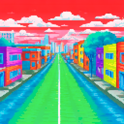 Peaceful streets in Mexico City, with vibrant houses, on a sunny day, with no one outside, no cars, no animals, no people in a landscape view