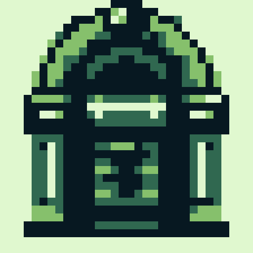 8-bit, pixelated jukebox.