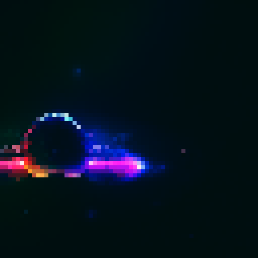 spaceship, sideview, vibrant galaxy, swirling nebulas, twinkling stars, pixel art, srgb