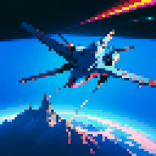 80s anime style spaceship dogfight 