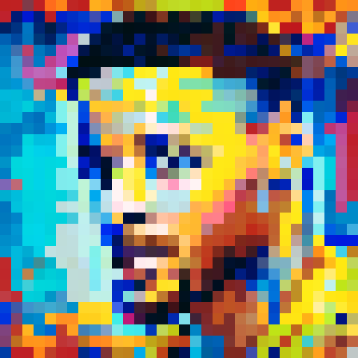 Stephen Curry, the game icon of the Golden State Warriors, stands tall in a skill art close-up portrait, pixelated in 32x32 sRGB with his signature lightning-quick moves and deadly accurate shots.