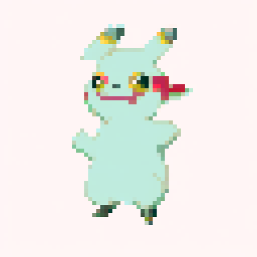A single pixel art sprite of Pikachu from Pokemon looking forward with a plain expression