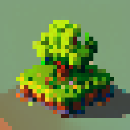 only one big chestnut tree, in the center, green leaves, brown trunk, fantasy top-down RPG with an orthogonal camera, simple pixel art, square plain platform