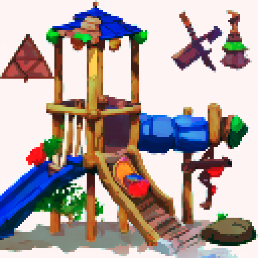 a deserted playground, no background