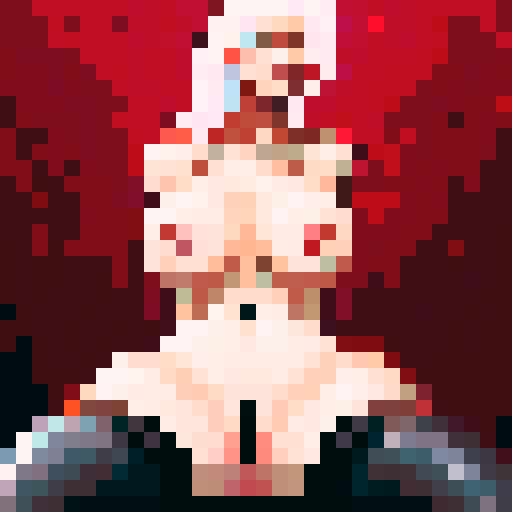 Riley-X, the seductive cybergirl, strikes a provocative pose in stunning skill art, with a close-up portrait that captures every pixel of her 32x32 game icon figure in sRGB colors.