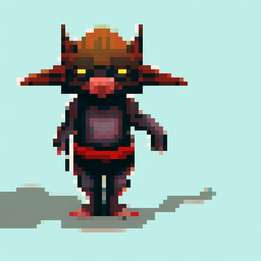 goblin runt, full body, standing still, standing straight, wearing loincloth, sharp claws, pixel art