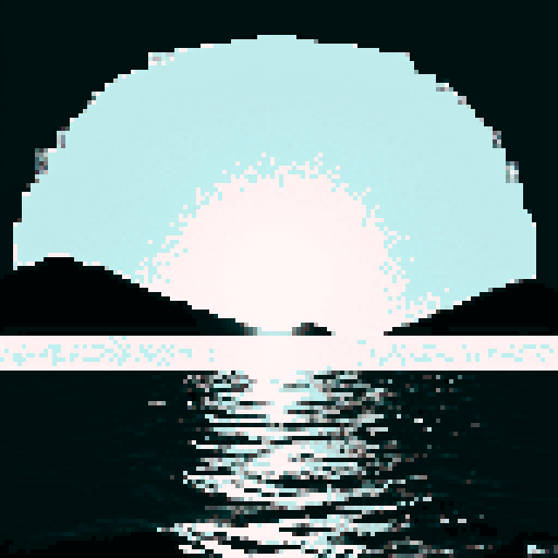 Sunrise with mountains on either side of sun. Sun rises over the ocean in black and white. 