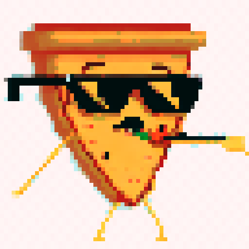 pizza slices with different traits (glasses, body, mouth, eyes, border, background)