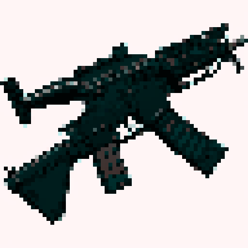 M4A1 Rifle icon, white background, black icon, pixel art