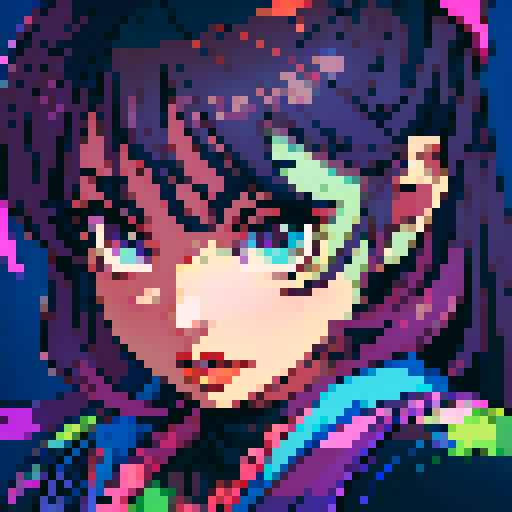 Colorful, retro, vibrant, 8-bit, pixelated, sRGB