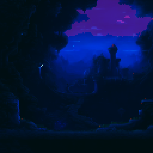 twinkling stars, vibrant colors, sRGB, pixel art, cosmic backdrop, sprawling landscape