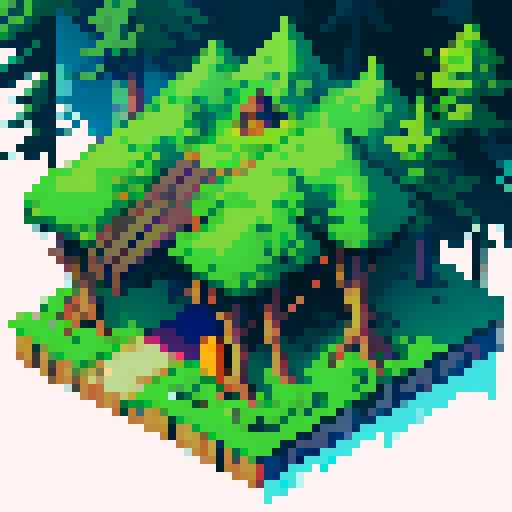 corrupted plastic waste wolf, rabid, forest biome, isometric view, cartoony, larger head, pixel art