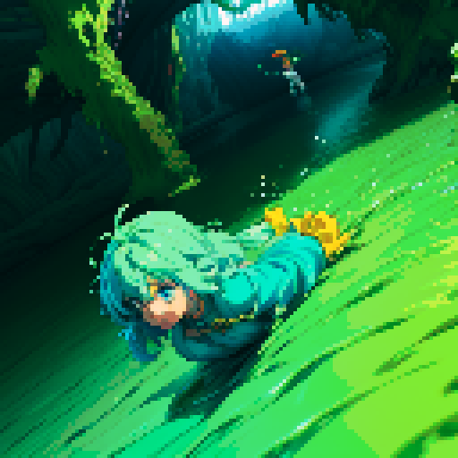 hero sinking into slime, feet stuck in slime