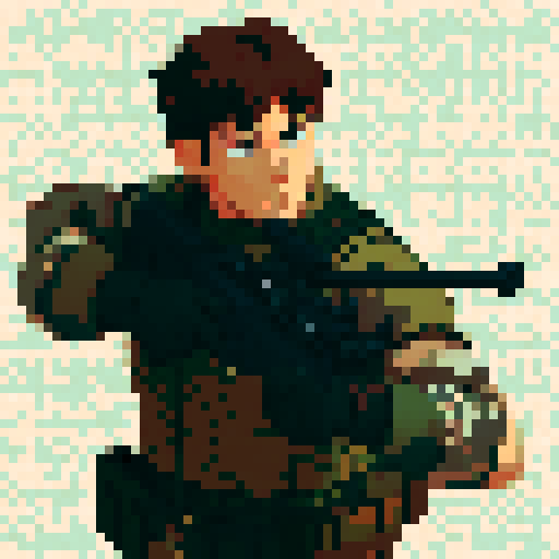 Male mercenary with Brown hair and rifle