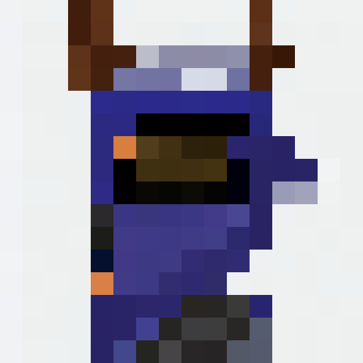 Pixelated close-up portrait of a menacing, fedora-wearing gangster with a golden tooth and a scar above his left eyebrow