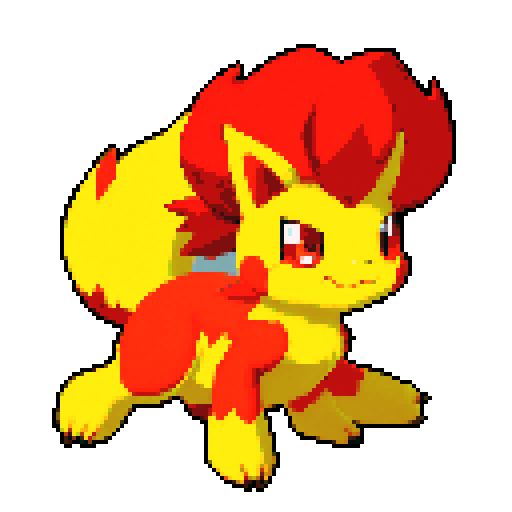 Pokemon style fire type starter, no background