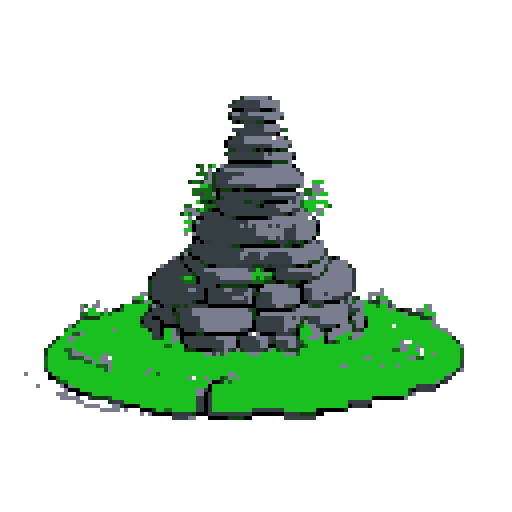 2d grey stone pile of boulders in an ancient english style. Old and crumbling but still upright. Green vines crisscross it. Usable as an asset (clear, thick lines and a white background). Put a black stroke around the composition