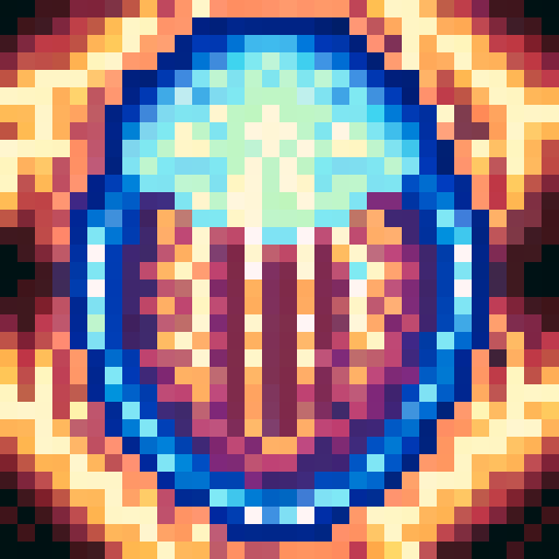 Electric blue tendrils, undulating and glowing, surround the bulbous head of a jellyfish in this skillful 32x32 game icon pixel art portrait