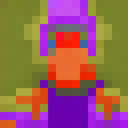 Otherworldly avatar, glowing eyes, pixel art, game icon, 16x16, close up, portrait