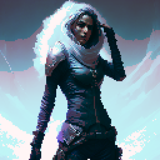 Female Thief, stealthy, slyly evading detection, with a thin frame, White skin, dressed in tight fit armor, in a fantasy RPG art style