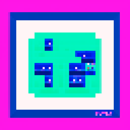 Pixel art of blueberries forming a rectangular art frame in a playful and retro gaming style 
