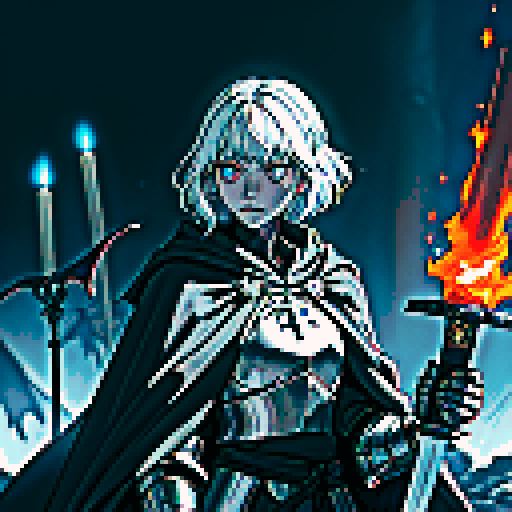 A knight wearing a helmet wielding a blasphemous sword
Requirement 1: Blasphemy Holy Sword: A super large sword made of gray black metal with extremely strong demon guiding ability, which remains extremely sharp to this day. The sword body flowed with disgusting viscous liquid and flickered with a faint soul fire.
Requirement 2: Add a cloak to the back, preferably a worn black cloak.
Requirement 3: "Sparkle soul fire in the armor and release a small amount outward, and use soul fire to replenish