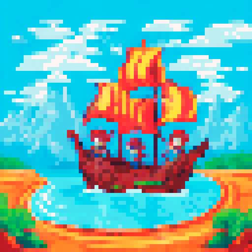 pirates dancing and singing on a turtle boat