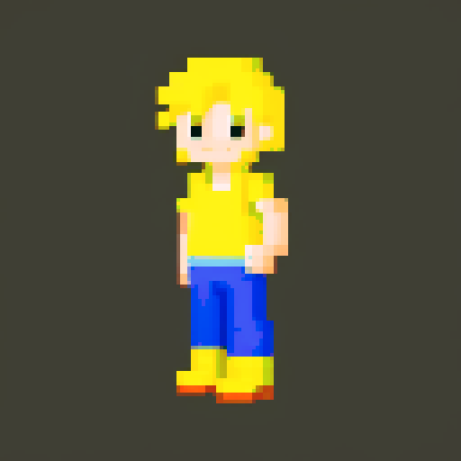 yellow smiling crescent in brown pants