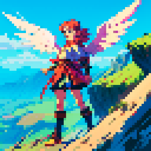 Sky warrior with bright wings