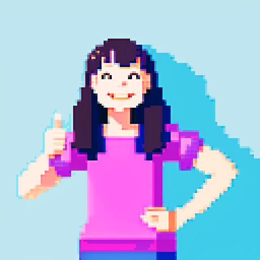 thumb up, woman, happy, blue background
