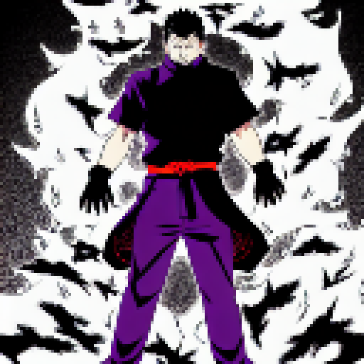  Gojo from Jujutsu kaisen, purple colors, shonen energy flowing