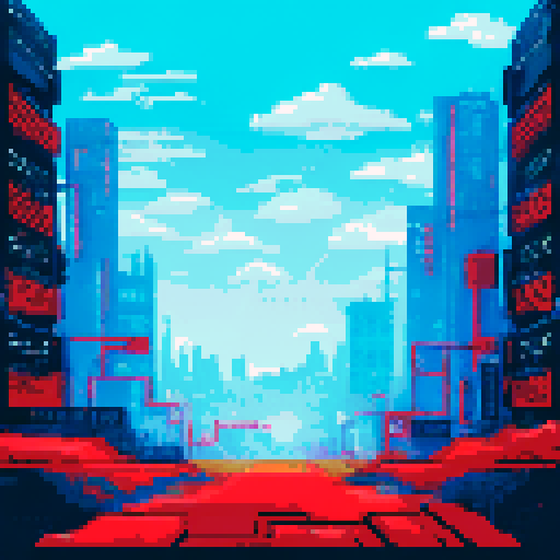 hacker, black hat, red-themed, pixel art, sRGB, server room, data center, cables, routers, switches, background, landscape