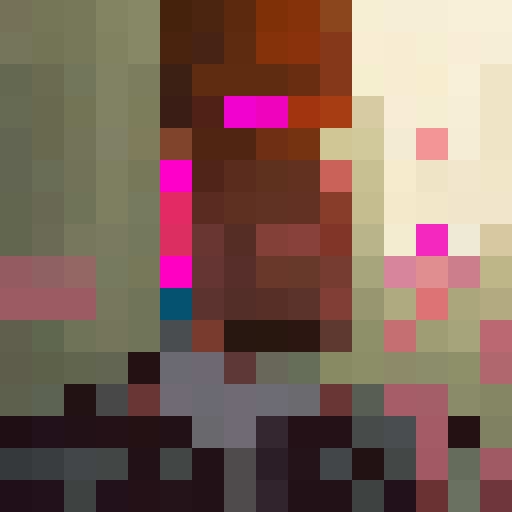 Winking cat with oversized headphones, neon pink and blue color scheme, surrounded by swirling music notes and sound waves