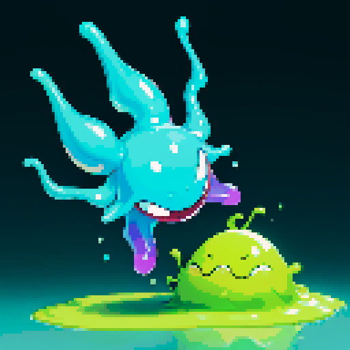 slime, dynamic shape, slime shooting out, slime attack, transparent background, no backdrop, no characters, no humans