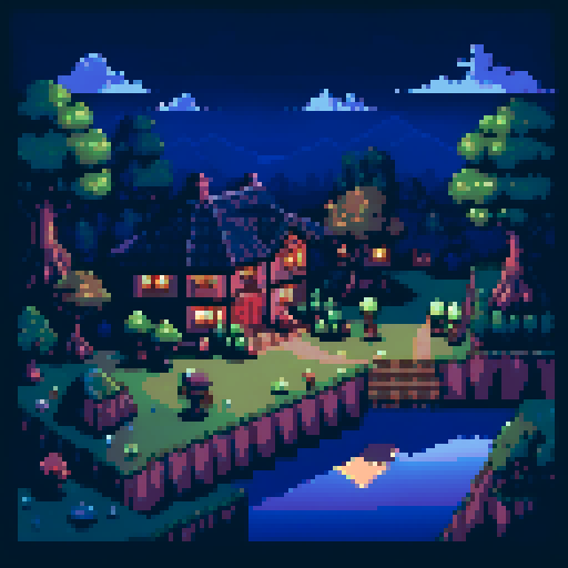 Dark and dusky night in a Pokemon world, Kanto region 