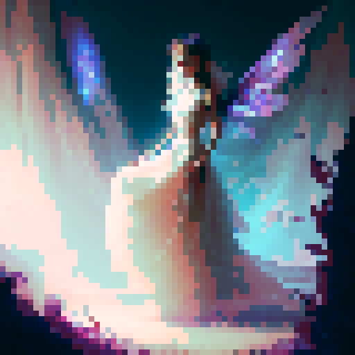 fairy girl with delicate wings and flowy dress, long straight hair, surrounded by enchanted forest, ethereal, fantasy RPG art style