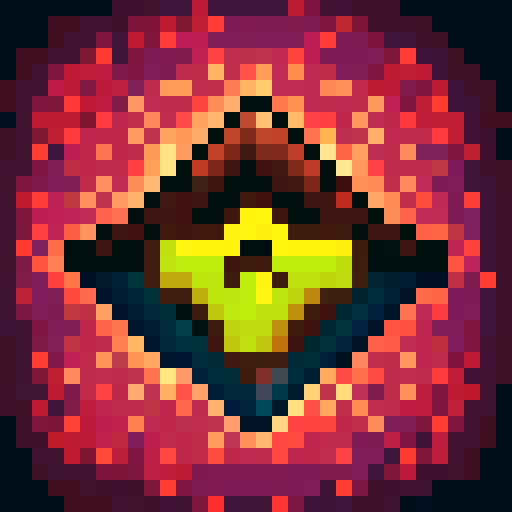 Challenger token, danger sign, 5 sides, game item, 32x32 pixel art, skill art, tibia, game item, sRGB,