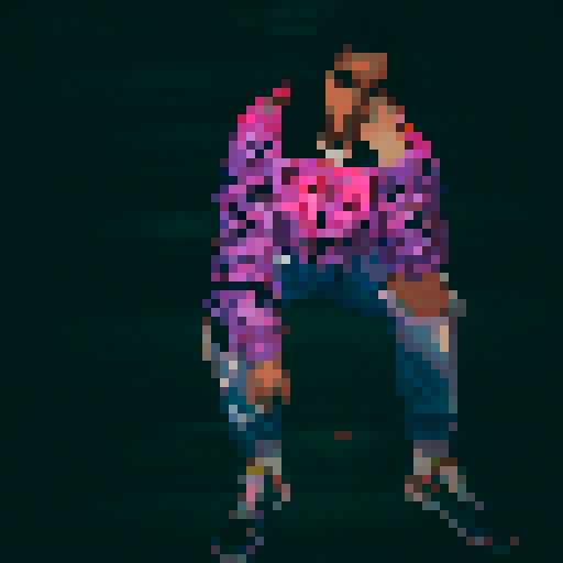 Tokyo skyline, towering neon signs, retro arcade machines, glitchy cityscape, palm trees swaying, pastel buildings, digital rain, reflective puddles, vibrant glitch art, holographic billboards, geometric shapes, 80s fashion, futuristic skyscrapers, cyberpunk aesthetics, pixelated cherry blossoms, neon-lit streets, glowing kanji characters, surreal city lights, glitchy anime characters