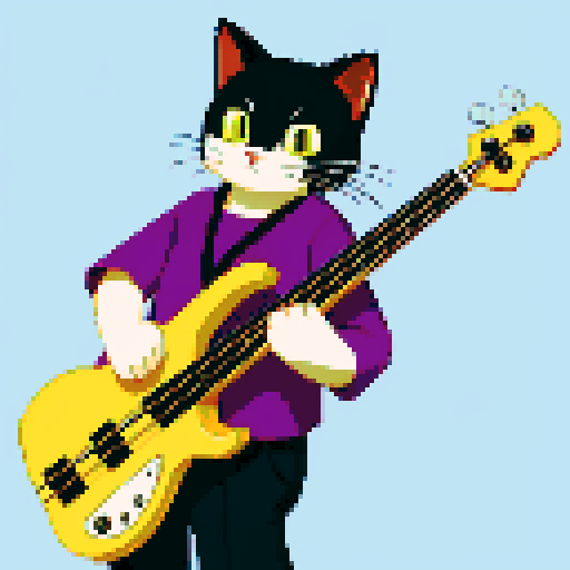 a cat playing the bass
