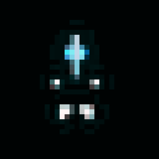 combat drone, sleek, humanoid, futuristic, robotic, pixel-art