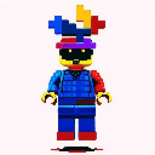 lego pixel, vibrant colors, blocky shapes, small plastic bricks, isometric perspective, retro video game, low resolution, 8-bit graphics, sharp edges, square grid, limited color palette, nostalgic feel, brick-built characters, iconic lego logo, digital recreation, detailed textures, crisp lines, simplified forms, nostalgic gaming vibes