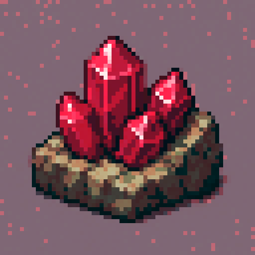 Ruby crystals embedded in a small piece of rock, trigonal crystal pattern, solid-color background