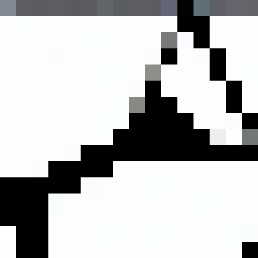 A martini glass tipped over spilling liquid drops rendered in a 16 x 16 pixel portrait