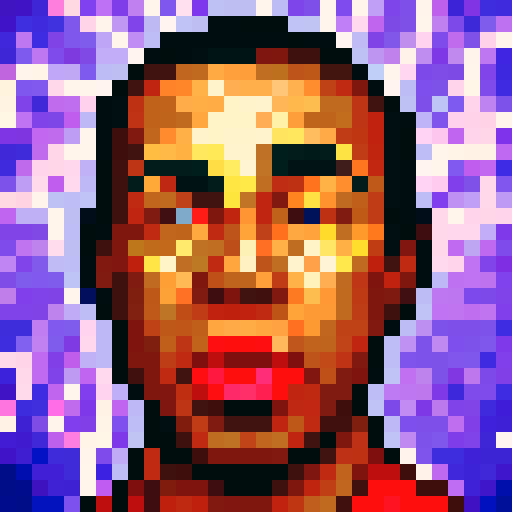 professional golfer Tiger Woods, close-up, skillfully depicted in a 32x32 pixel art game icon, showcasing his iconic swing and intense focus, with vibrant sRGB colors enhancing the dynamic energy of the portrait